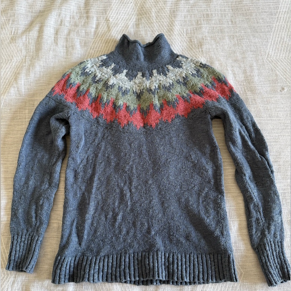 LL Bean Fair Isle Cotton Sweater - Picture 1 of 8